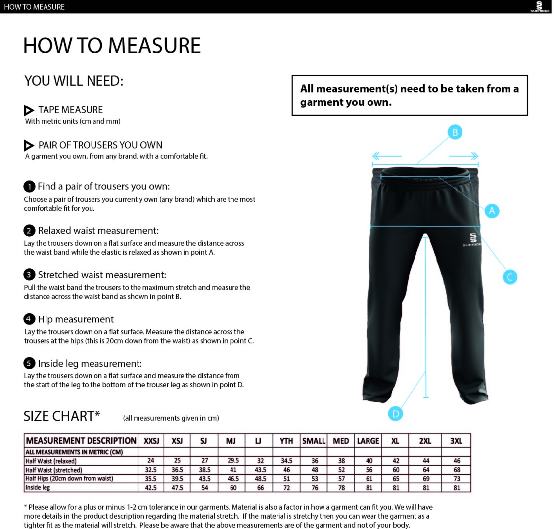 Galenicals FC - Dual Poplin Track Pant - Men's Fit - Size Guide