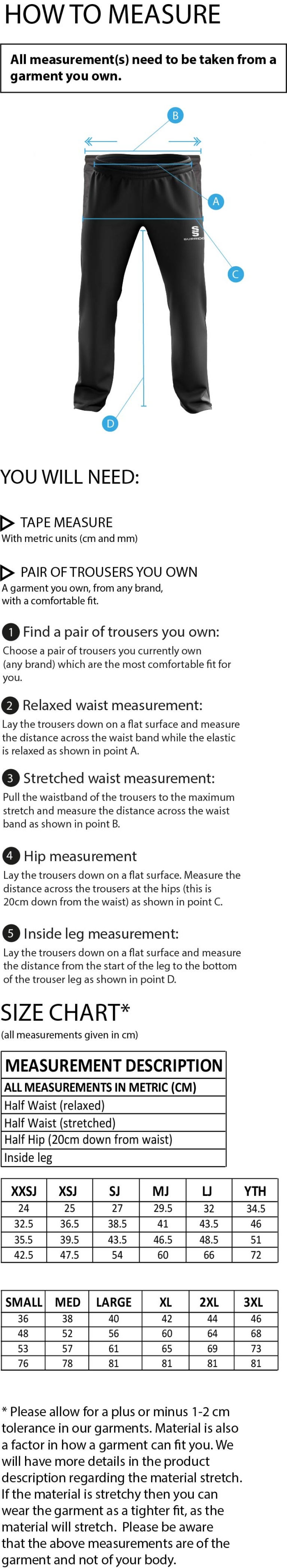 Galenicals FC - Dual Poplin Track Pant - Men's Fit - Size Guide